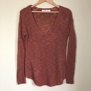 Simons Twik dark orange knit acrylic sweater top size small womens